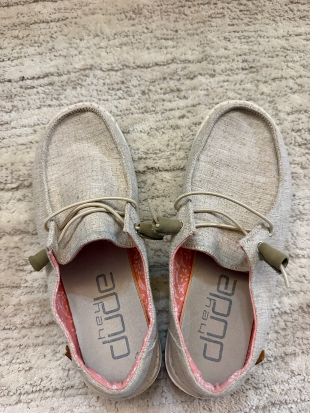 Womens Hey Dude Wendy Beige with Coral Trim